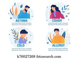 Different Types of Cough Cartoon Sick People Set Different Types of Cough Cartoon Sick People Set