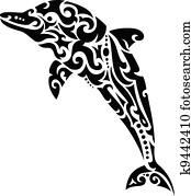 golfinho, tribal, tatuagem