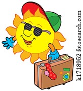 Cartoon sun traveller Cartoon sun traveller