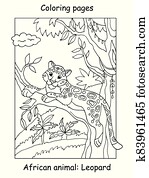 Coloring leopard vector Coloring leopard vector