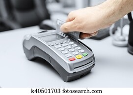 Credit and debit card shopping password payment.