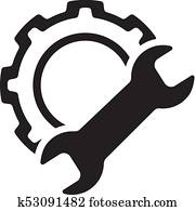 fertigungsverfahren, icon., ausrüstung, und, wrench., service, symbol. fertigungsverfahren, icon., ausrüstung, und, wrench., service, symbol.