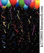 konfetti, und, luftballone konfetti, und, luftballone