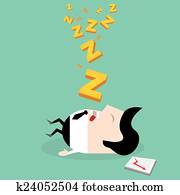 obchodník, falling asleep, na, jeho, robota