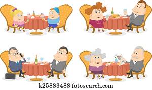 People at the Tables Set Isolated