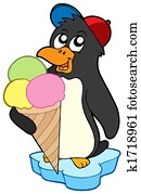 pingüim, com, sorvete