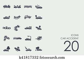 Set of car accident icons Set of car accident icons