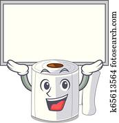 With Megaphone Cartoon Toilet Paper In The Bathroom Clipart