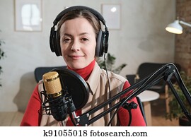 Woman working at radio