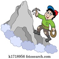 바위 등산가, 통하고 있는, 산