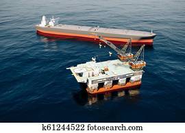 3d oil rig, fuel production and perfect blue sea 3d oil rig, fuel production and perfect blue sea