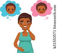 afrikanischer amerikaner, schangere frau, wundernd afrikanischer amerikaner, schangere frau, wundernd