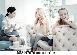 atractivo, psicólogo, diagnosticar, mamá, y, hija