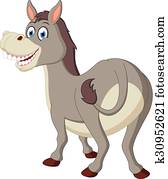 feliz, burro, caricatura feliz, burro, caricatura