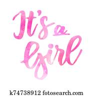 It's a girl watercolor lettering It's a girl watercolor lettering