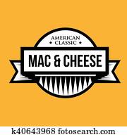 Mac and Cheese - Macaroni - American classic vintage stamp Mac and Cheese - Macaroni - American classic vintage stamp