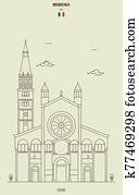 Modena cathedral, Italy. Landmark icon Modena cathedral, Italy. Landmark icon