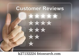 negócio, mão, empurrar, cliente, revisões, ligado, virtual, tela