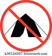 nein, zelt, camping, verboten, zeichen, weiß