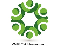 Teamwork unity people green logo