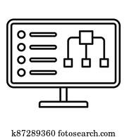 Diagram monitor icon, outline style Diagram monitor icon, outline style