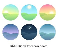 Landscape at different times of day Landscape at different times of day
