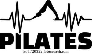 Pilates heartbeat line with silhouette Pilates heartbeat line with silhouette