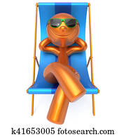 Summer vacation man smiley resting beach deck chair relax