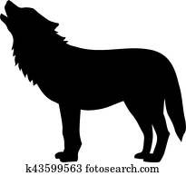 Wolf silhouette howling Wolf silhouette howling