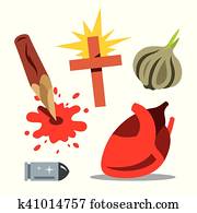 וקטור, פתרון, ערפדים, ציור היתולי, illustration.