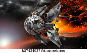 חללית, לעבור, a, לוהט, כוכב לכת