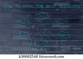 שקוע במחשבה, איש, לנסות, לבחור, איך, לעשות, ה, הכי טוב, החלטות