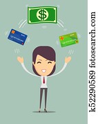 Business woman Displaying a Cash and cash card.