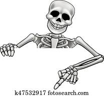 Cartoon Skeleton Pointing Sign Cartoon Skeleton Pointing Sign