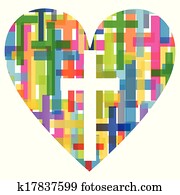 Christianity religion cross mosaic heart concept abstract background illustration vector for poster Christianity religion cross mosaic heart concept abstract background illustration vector for poster