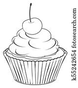 Download Cupcake with a cherry on top Clip Art | jba0111 | Fotosearch