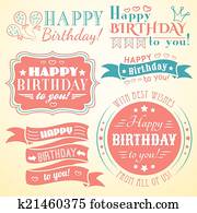 Joyeux Anniversaire Card Russe Traditionnel Art Folklorique Gzhel Vendange Clipart K2551 Fotosearch