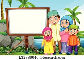 Muslim family in the park