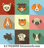 Pets vector icons - cats and dogs elements Pets vector icons - cats and dogs elements
