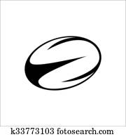 vetorial, ilustração, de, pretas, branca, bola rúgbi