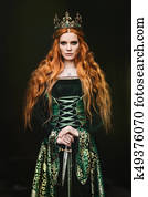 Woman in green medieval dress Woman in green medieval dress