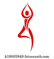 יוגה, אדום, בן אדם, לעמוד, pose.