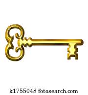 3D Golden Vintage Key 3D Golden Vintage Key