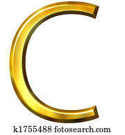 3d, זהוב, מכתב *c*