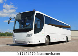 branca, autocarro, em, verão