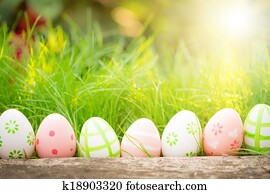 ovos páscoa, ligado, grama verde