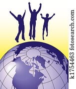 People jumping for joy