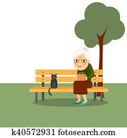 Retirement old woman in park Retirement old woman in park