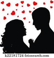 Silhouette a happy couple Silhouette a happy couple