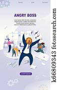 כועס, בוס, עם, אריה, nead, וקטור, דוגמה